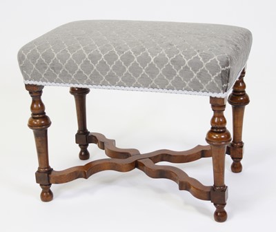 Lot 2482 - A walnut framed dressing stool in the William...