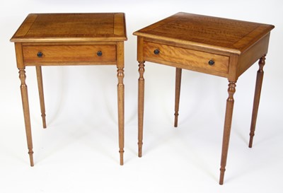 Lot 2550 - A pair of satinwood side tables, each with...