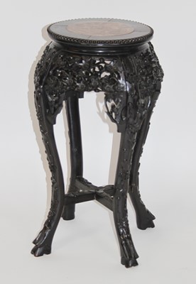 Lot 2368 - A Chinese rosewood and marble inset jardiniere...