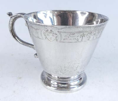 Lot 1145 - An Art Deco silver christening cup, of...