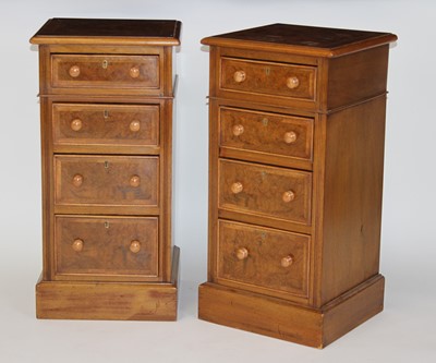 Lot 2484 - A pair of walnut and figured walnut four...