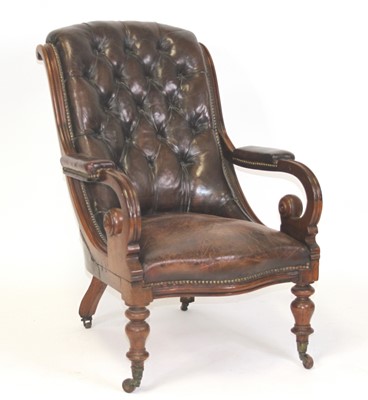 Lot 2549 - A William IV mahogany framed library armchair,...