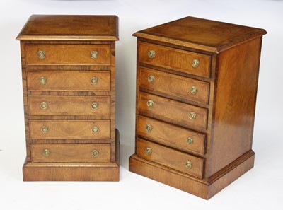 Lot 2552 - A pair of walnut and figured walnut five...