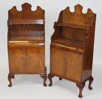 Lot 2535 - A near-pair of walnut bookcases in the Queen...