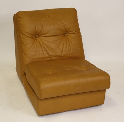 Lot 1373 - A 1970s tan leather modular lounge chair,...