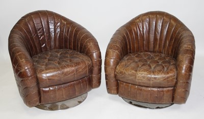 Lot 1433 - A pair of contemporary buttoned tan leather...