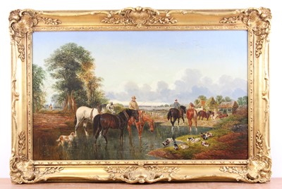 Lot 2401 - Follower of J.F. Herring Snr - Horses with...