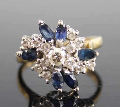 Lot 2252 - An 18ct yellow and white gold, sapphire and...