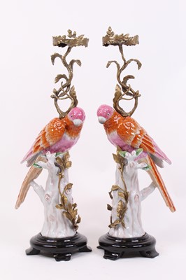 Lot 12 - A pair of porcelain and gilt metal...