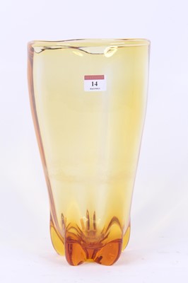 Lot 14 - A 20th century amber studio glass vase, h.34cm