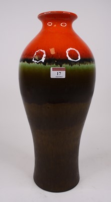 Lot 17 - A West German pottery vase, having a mottled...
