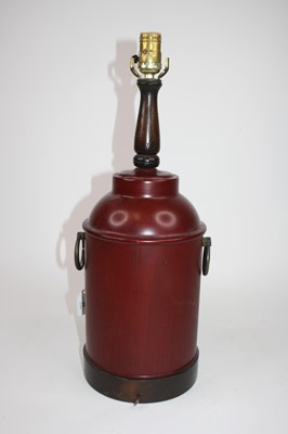 Lot 19 - A reproduction toleware table lamp, inscribed...