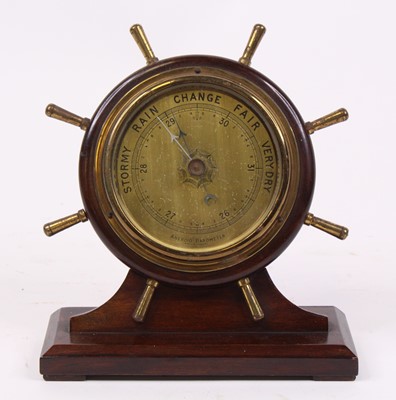 Lot 40 - A 20th century mahogany aneroid barometer, in...