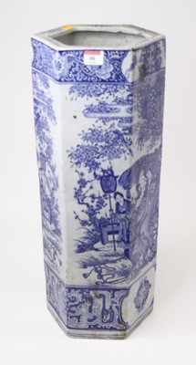 Lot 88 - A Chinese blue and white hexagonal stickstand,...