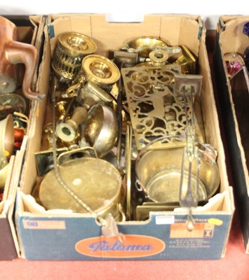 Lot 93 - A collection of brassware, to include a 19th...