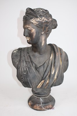 Lot 109 - A 20th century pottery bust of Diana, upon a...