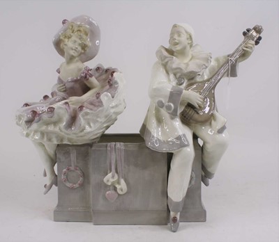 Lot 117 - A continental pottery figure group, impressed...