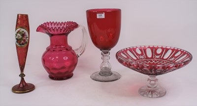 Lot 119 - A 19th century ruby overlaid glass vase,...