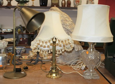 Lot 125 - A modern brushed brass desk lamp, h.54cm;...