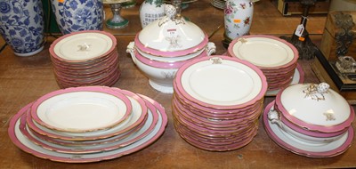 Lot 134 - A Victorian dinner service, having a pink and...
