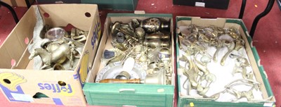 Lot 174 - Three boxes of mixed brassware