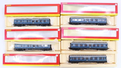 Lot 477 - Five Hornby coaches LMS Coronation, blue with...