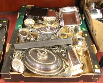 Lot 241 - Two boxes of silver plated items to include...