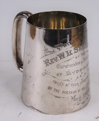 Lot 245 - An Edwardian silver presentation mug, of...
