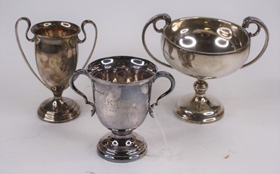 Lot 257 - A George V silver twin handled trophy cup,...