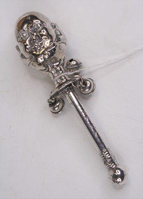 Lot 289 - A Victorian style white metal baby's rattle,...