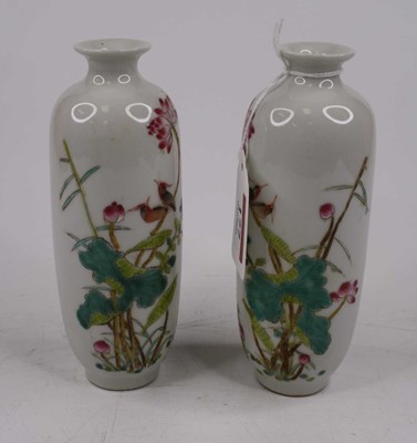 Lot 177 - A pair of Chinese porcelain vases, each enamel...