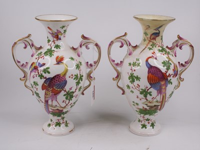Lot 180 - A pair of Chelsea style porcelain vases, each...