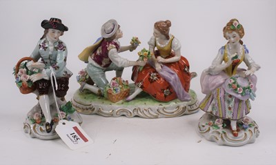 Lot 185 - A pair of Sitzendorf porcelain figures, height...