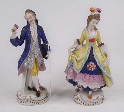 Lot 194 - A pair of 19th century porcelain figures, each...