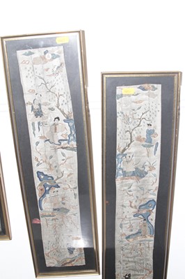 Lot 628 - A pair of Chinese silks, decorated with...