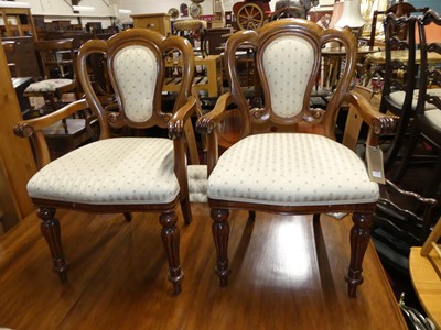 Lot 1329 - A set of six Victorian walnut and striped...