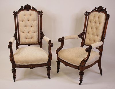 Lot 2533 - A pair of Victorian walnut and later...