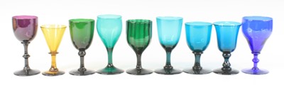 Lot 2118 - A collection of coloured drinking glasses,...