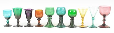 Lot 2117 - A collection of coloured drinking glasses,...