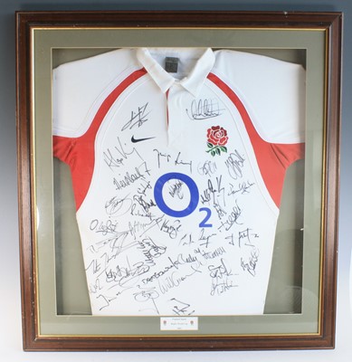 Lot 361 - A replica England Rugby shirt, bearing the...