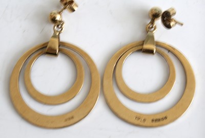 Lot 2514 - A pair of 9ct yellow gold double open circular...