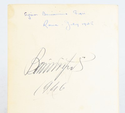 Lot 337 - Gigli, Beniamino, (1890-1957), Italian Tenor,...