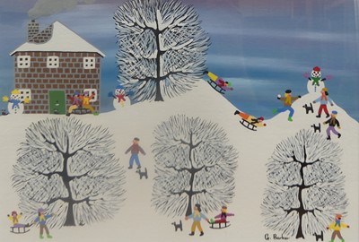 Lot 1250 - Gordon Barker (b.1960) - Playing in the snow,...