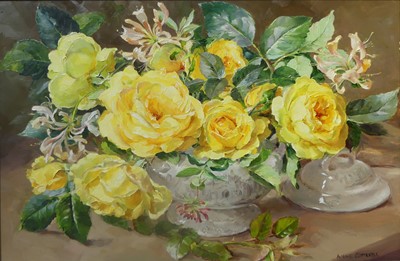 Lot 1305 - Anne Cotterill (1933-2010) - Yellow roses in a...