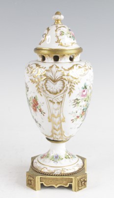 Lot 2081 - A French porcelain and gilt metal pot purri,...