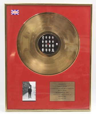 Lot 145 - Black, a presentation gold disc for the album...