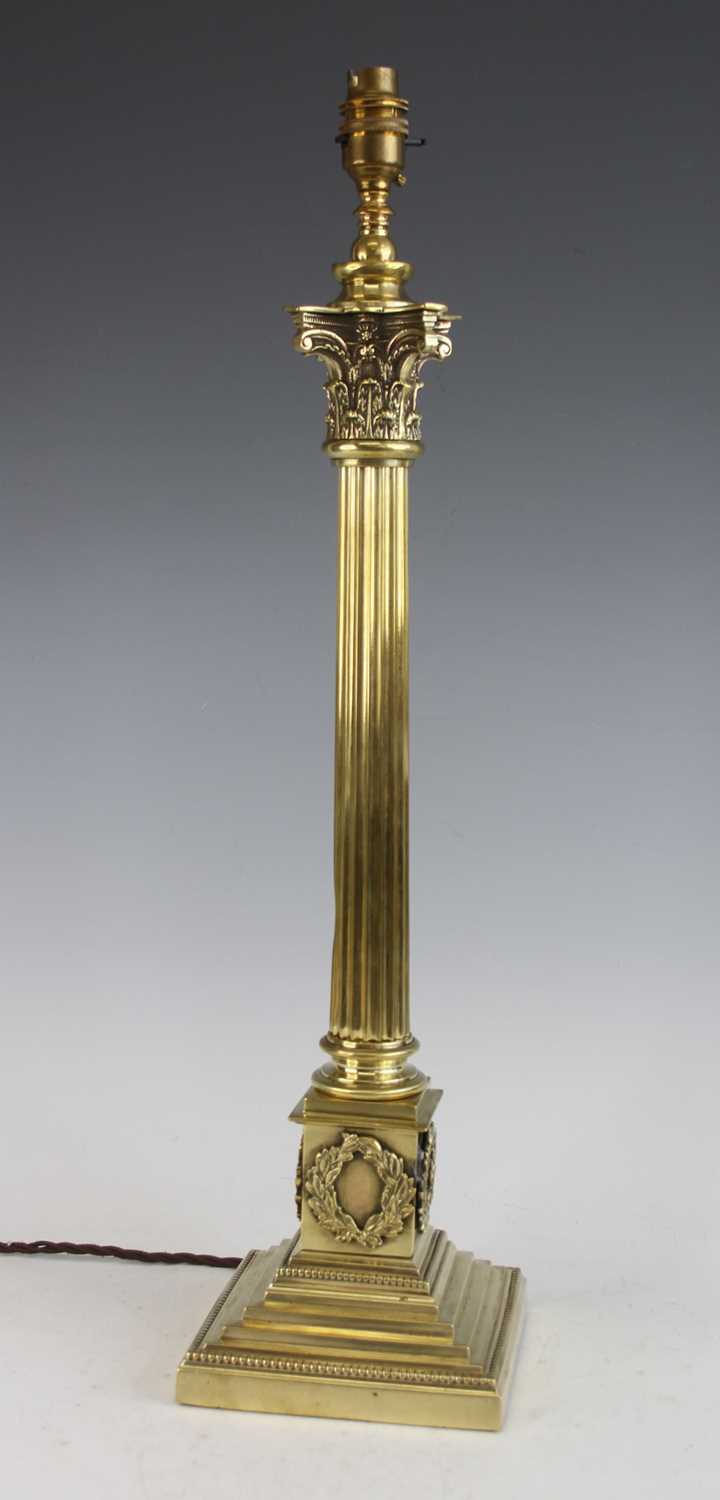 Lot 2346 - A late 19th century brass Corinthian column...