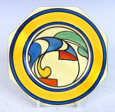 Lot 1049 - A 1930s Clarice Cliff Zap pattern pottery...