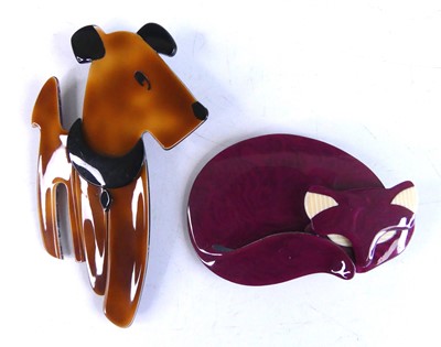 Lot 1170 - Lea Stein - a plastic dog brooch, in standing...