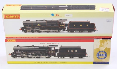 Lot 521 - Two Hornby 4-6-0 locos & tenders, black lined...